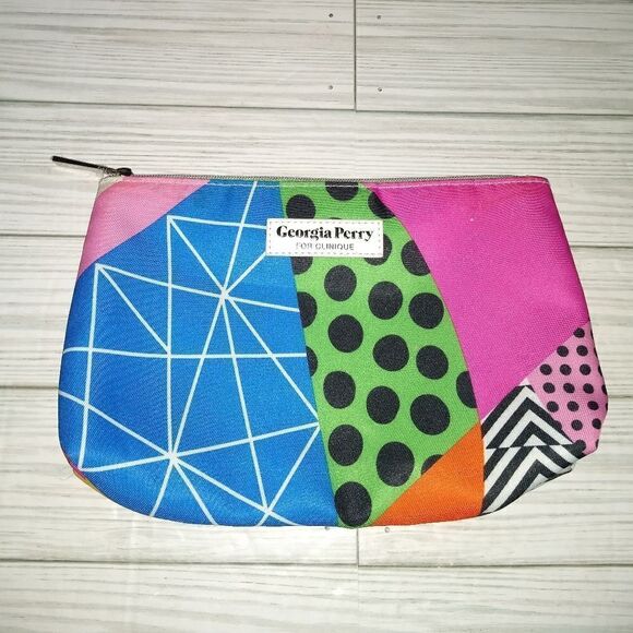 Georgia Perry for Clinique Cosmetic Makeup Bag Zipper Pouch 9 x 6 inch - Picture 7 of 8